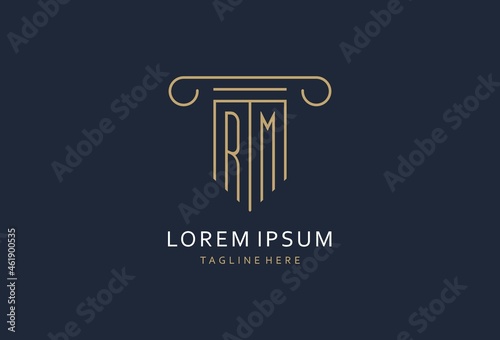 RM initial with pillar shape logo design, creative monogram logo design for law firm