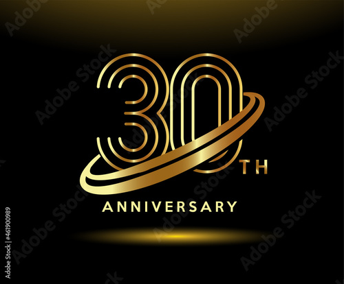 Golden 30 year anniversary celebration logo design inspiration