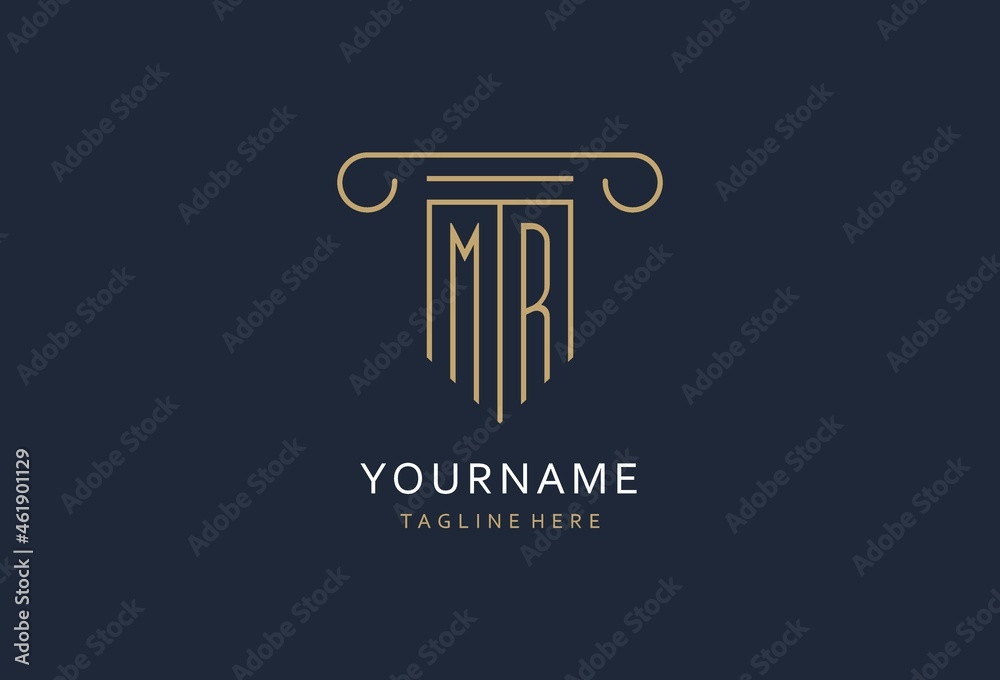 MR initial with pillar shape logo design, creative monogram logo design ...