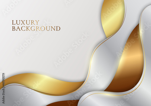 3D elegant white and gold w...