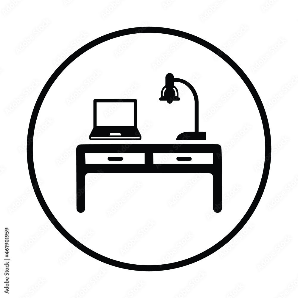 Desk, office, work, table icon. Rounded black vector design. Desk, office, work, table icon. Rounded black vector design.