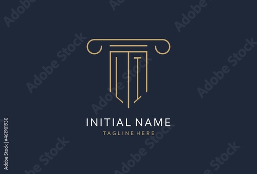 LI initial with pillar shape logo design, creative monogram logo design for law firm