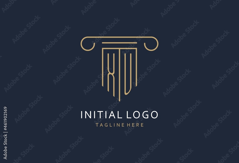 XU initial with pillar shape logo design, creative monogram logo design ...
