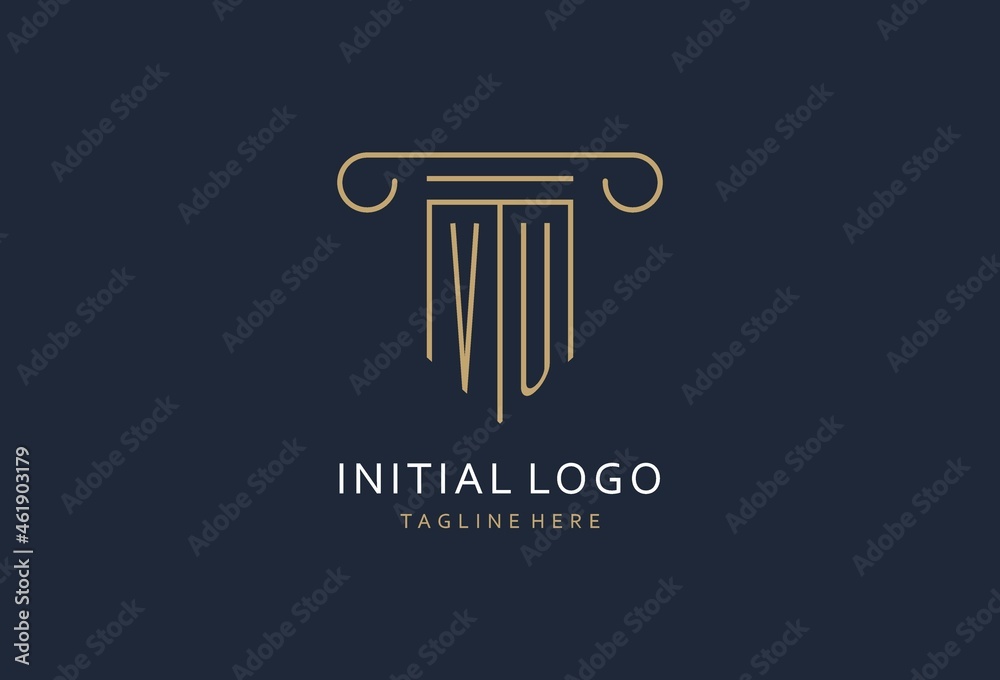 VU initial with pillar shape logo design, creative monogram logo design ...