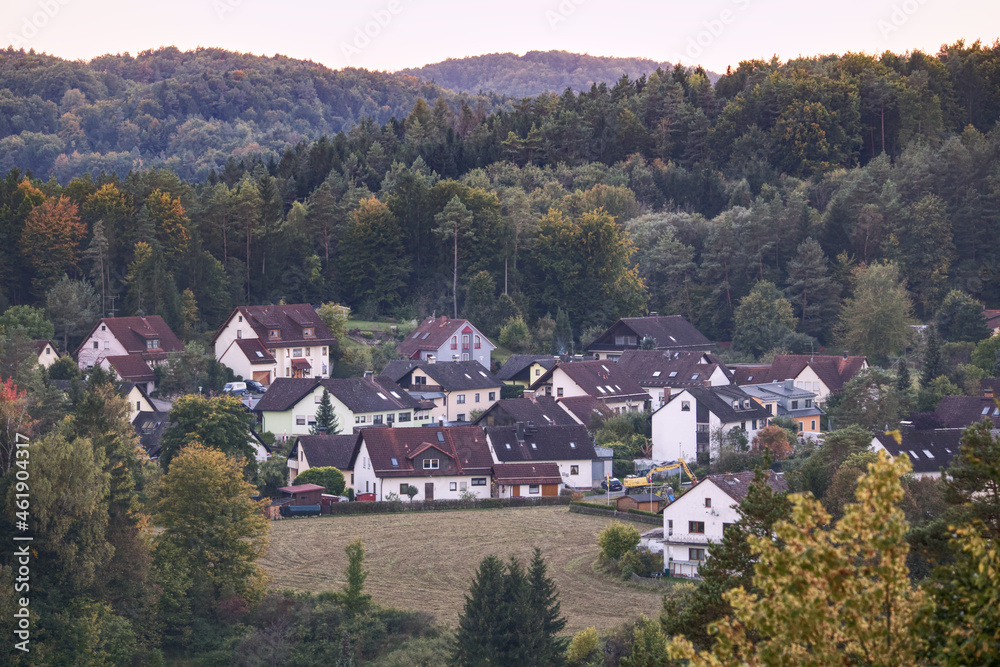 scenic view of a village in the mountains of upper franconia