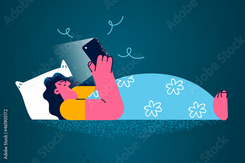 Addiction to phone and internet concept.