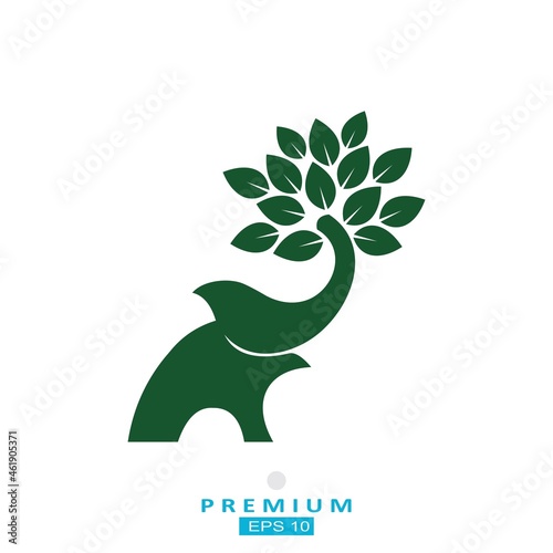 elephant with leaf logo vector. natural