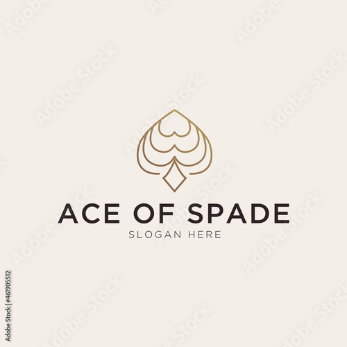 Luxury ace of spade outline logo template