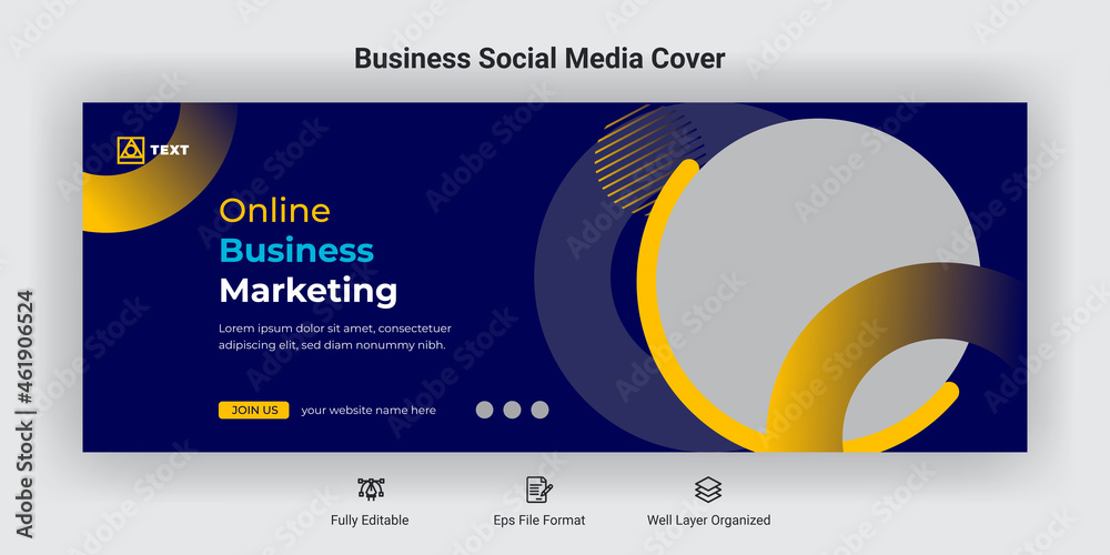 Business marketing social media facebook cover banner post template - obrazy, fototapety, plakaty 