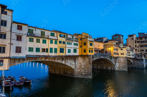 Sunset on Ponte Vecchio - Old Bridge - in Florence, Italy. Amazing blue light before the evening. © Paolo Gallo