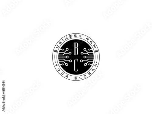 letter BC technology logo, Letter bc Pixel technology logo icon vector stock