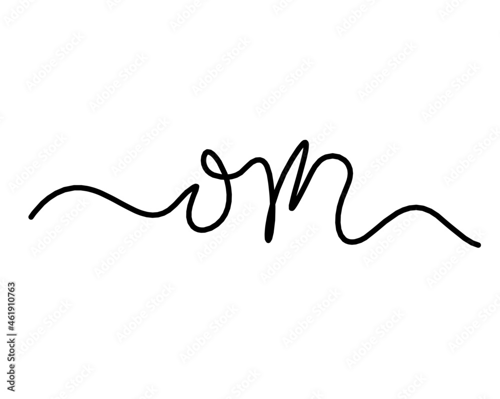 Sign of OM as line drawing on the white background. Vector Sign of OM as line drawing on the white background. Vector