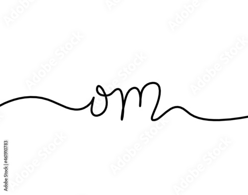 Sign of OM as line drawing on the white background. Vector