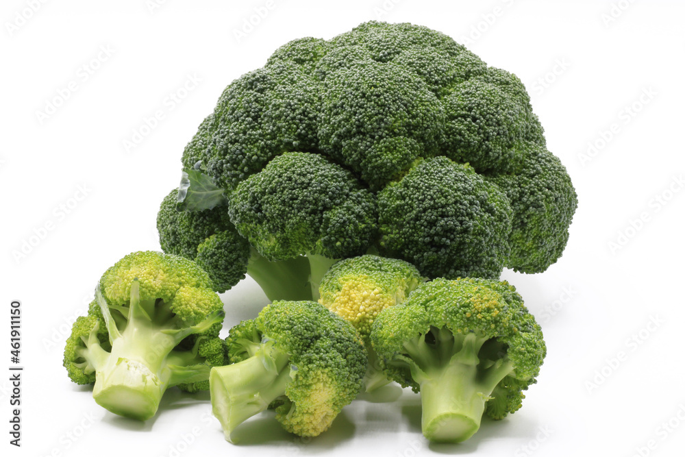Cut broccoli isolated on white background Cut broccoli isolated on white background