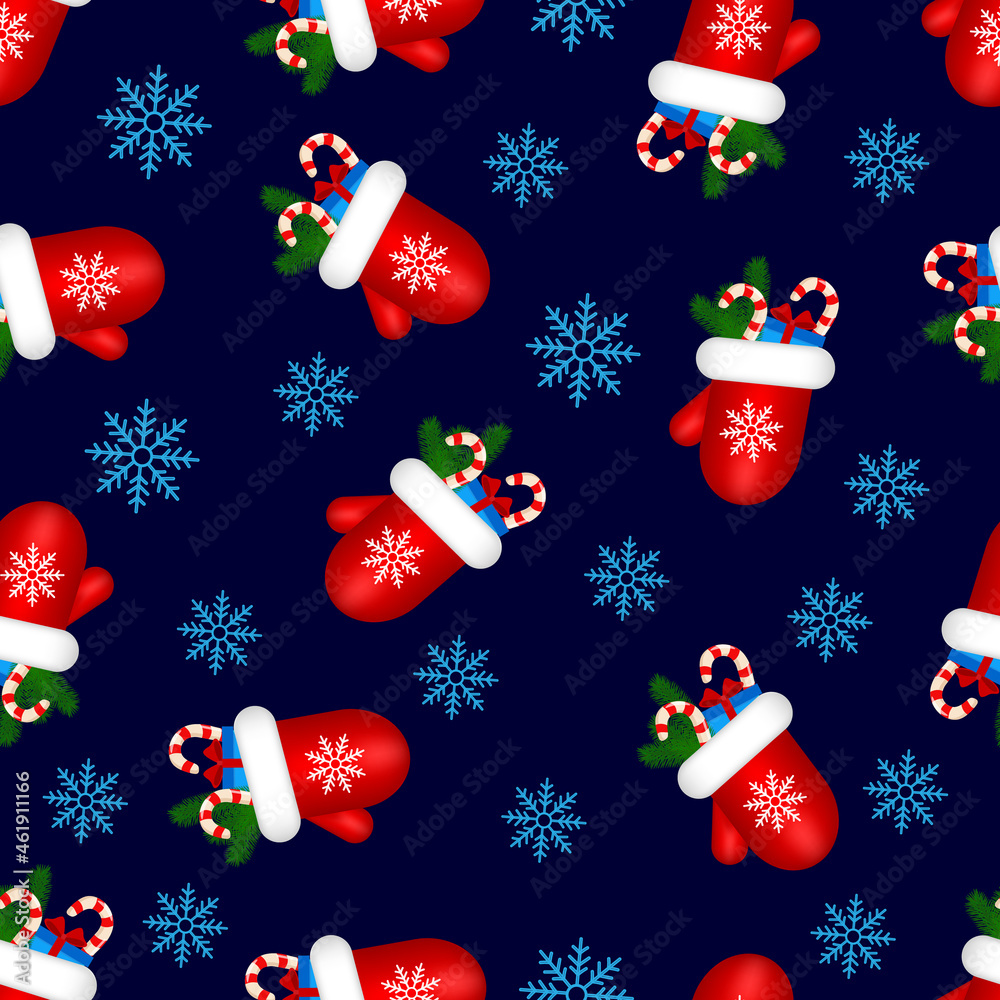 Winter background with a variety of Christmas elements