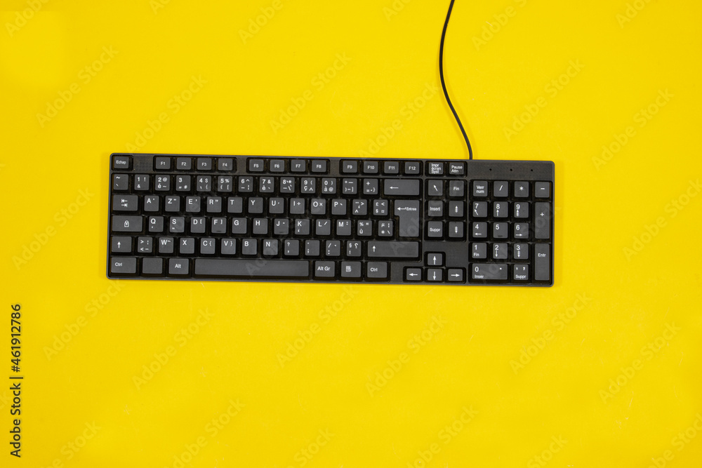 black computer keyboard and on the desk close up black computer keyboard and on the desk close up