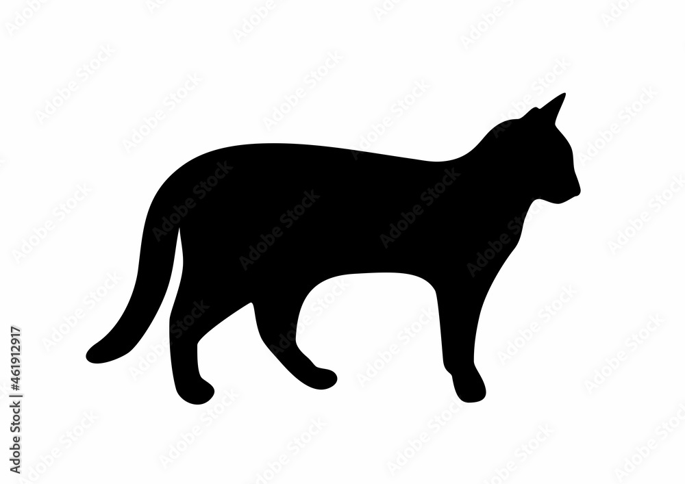 Cat silhouette icon. Vector illustration template for print design. Halloween pet.