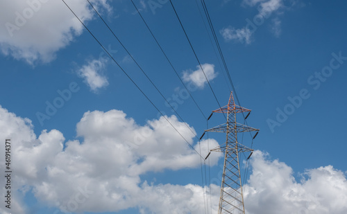 hight voltage pool on cloudy background