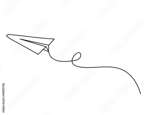 Abstract paper plane as line drawing on white as background. Vector