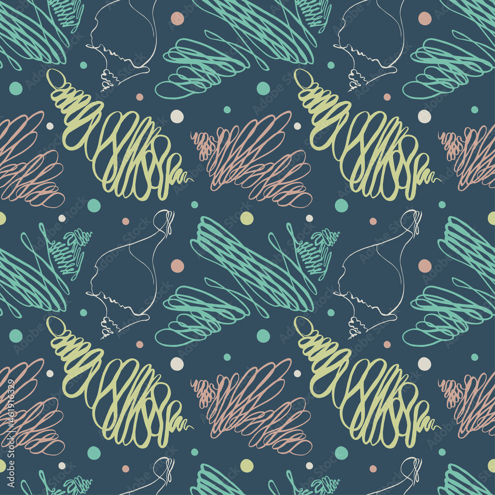 Seamless pattern with seashells on dark background. Vector illustration.Illustration for cosmetics, health care products, wrapping paper, postcards, prints for clothes. Seamless pattern with seashells on dark background. Vector illustration.Illustration for cosmetics, health care products, wrapping paper, postcards, prints for clothes.