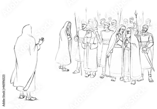 Obraz na plátně Pharisees and high priests with soldiers in Gethsemane