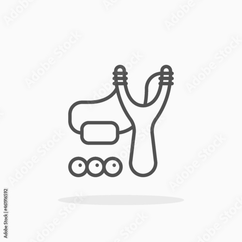 Slingshot icon. Editable Stroke and pixel perfect. Outline style. Vector illustration.