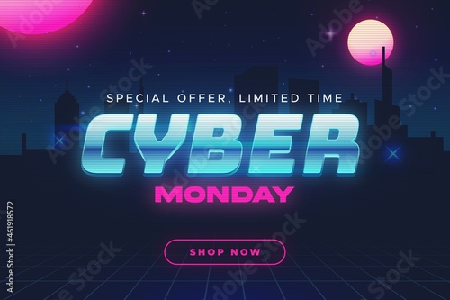 retro futuristic cyber monday vector design illustration photo