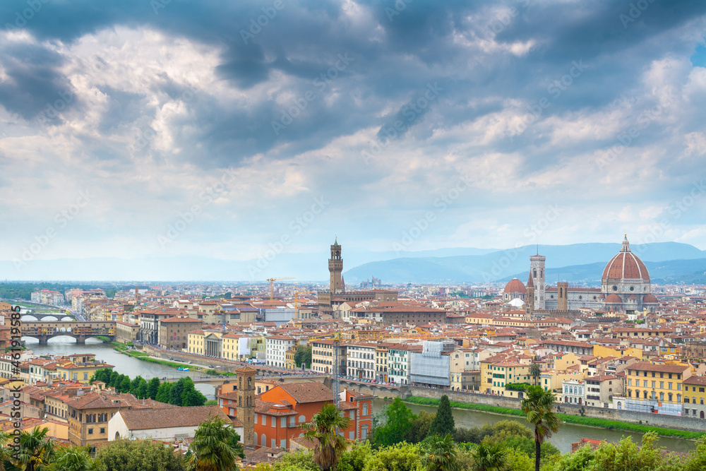Dark sky over Florence cityscape