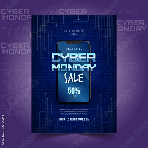 realistic template cyber monday flyer vector design illustration
