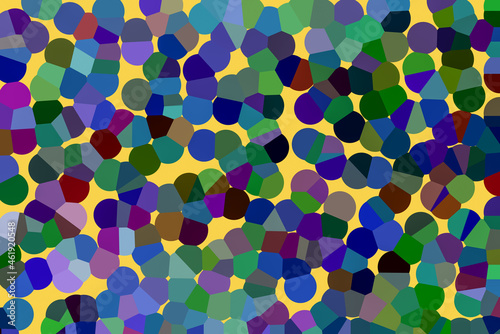 Mixed cold blue and green spots on yellow background