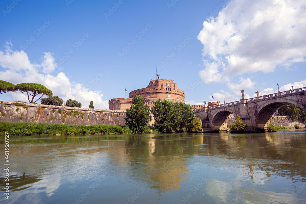 Boat ride on the Tiber in Rome.On the river to sail