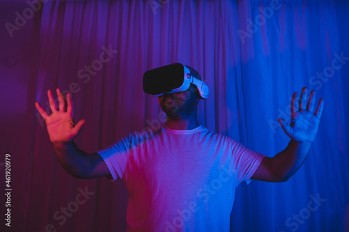 The young man who enters the matrix world with VR glasses will choose the blue pill or the red pill.