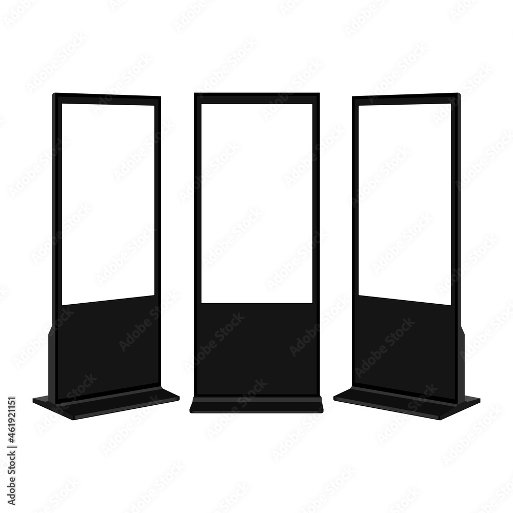 Set of Digital Signages with Blank Screens, Front and Side View, Isolated on White Background. Vector illustration Set of Digital Signages with Blank Screens, Front and Side View, Isolated on White Background. Vector illustration