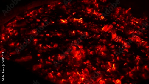 Detail of red hot embers.