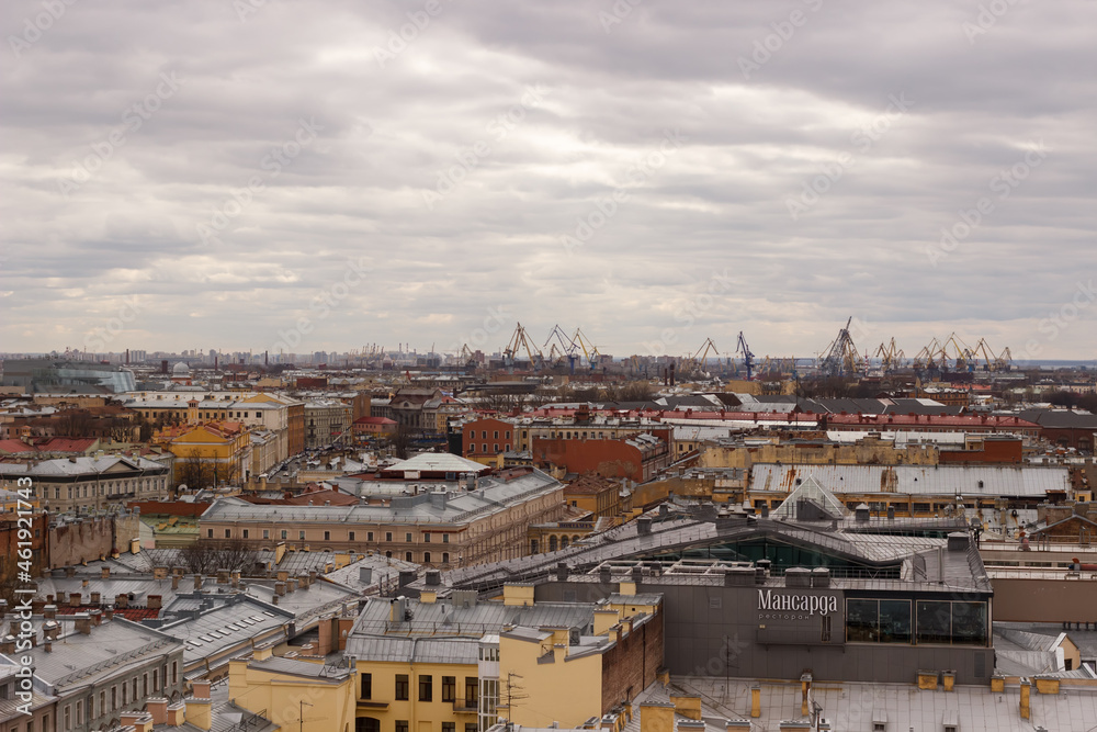 view of the port from the roof of St. Isaac's Cathedral
