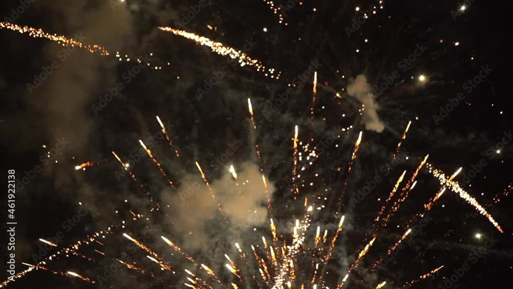 Fireworks salute explosions. Slow motion