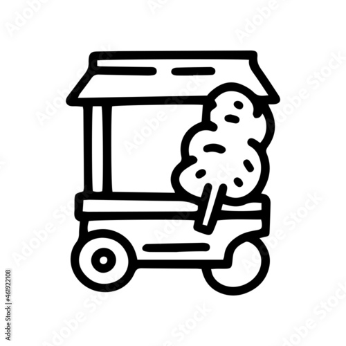 cotton candy trade cart line vector doodle simple icon