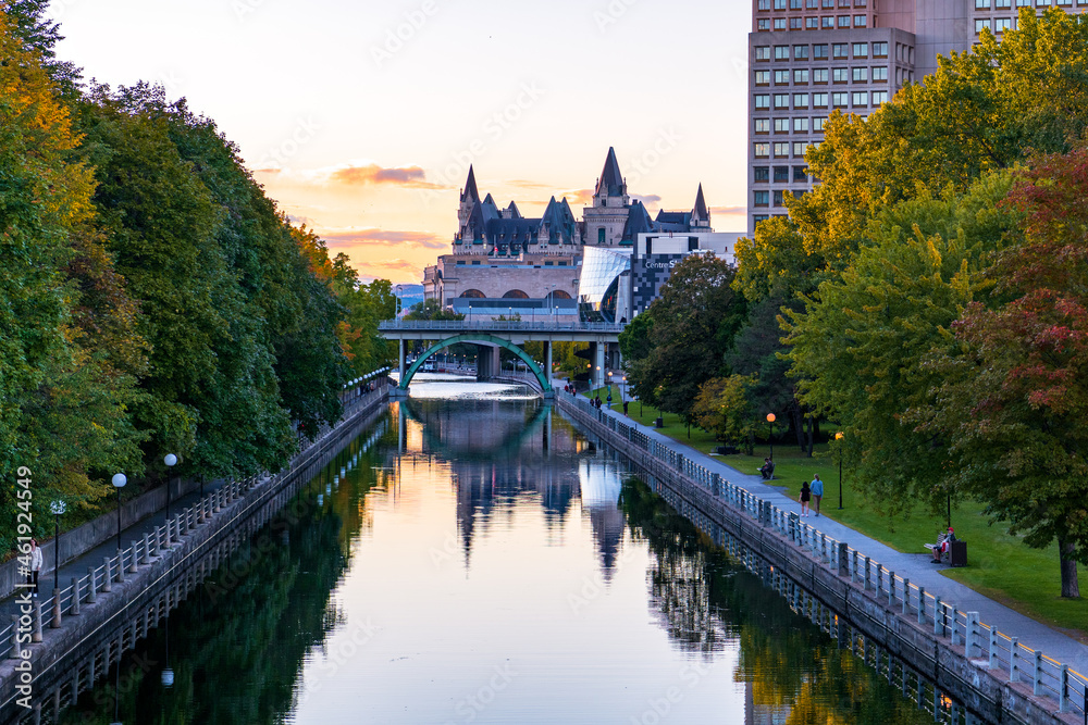Downtown at sunset in Ottawa, Canada