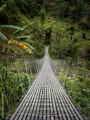 Suspension bridge in Annapurna trail region