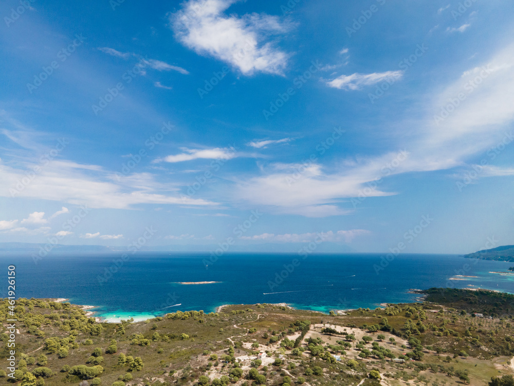 Breathtaking drone photo of the bay of Vourvourou, in Northern Greecem Halkidiki Breathtaking drone photo of the bay of Vourvourou, in Northern Greecem Halkidiki