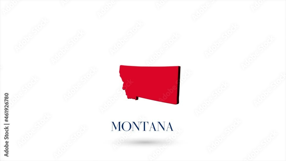 3d animated flat map showing the state of Montana from the United State