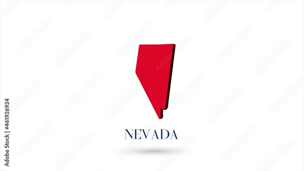 3d animated flat map showing the state of Nevada from the United State
