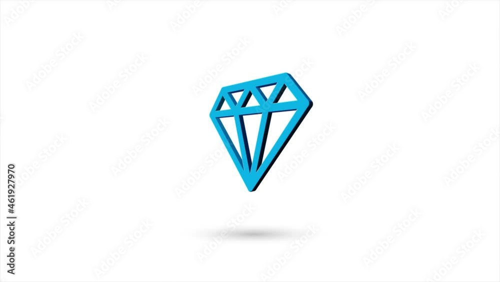 3d animated flat diamond icon with shadow isolated on white background. Rotating diamond icon. 4K video motion graphic animation. 3d animated flat diamond icon with shadow isolated on white background. Rotating diamond icon. 4K video motion graphic animation.