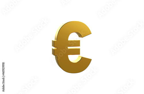 Golden Euro sign on white background 