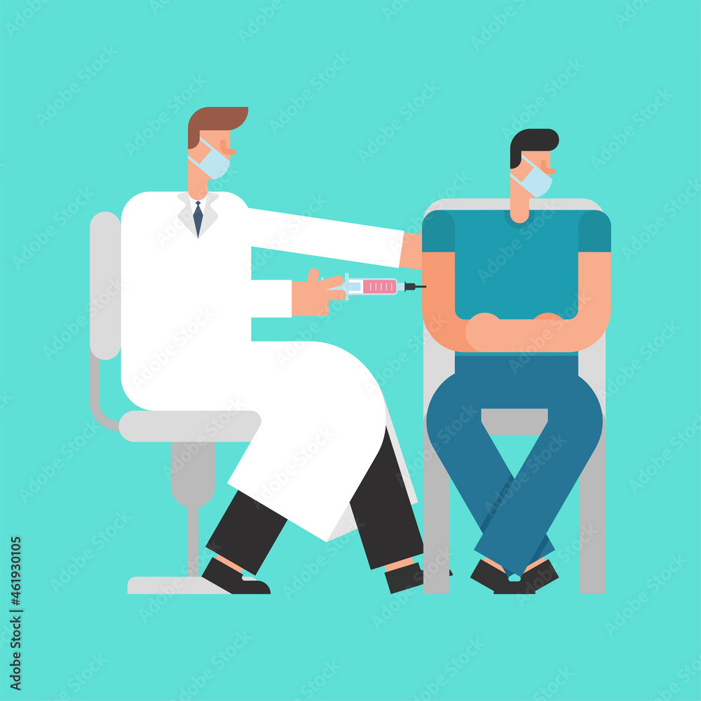 Doctor is vaccinating. Vaccination against coronavirus. vector illustration covid-19 Doctor is vaccinating. Vaccination against coronavirus. vector illustration covid-19