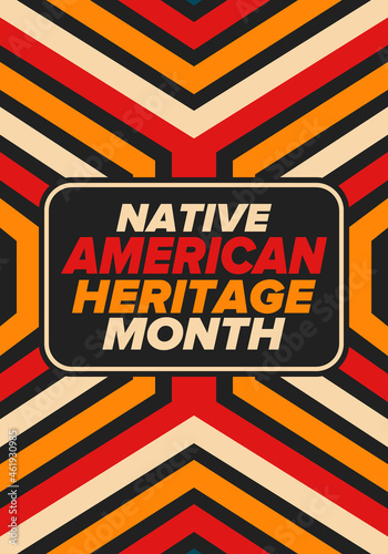 Wallpaper Mural Native American Heritage Month in November. American Indian culture. Celebrate annual in United States. Tradition pattern. Poster, card, banner and background. Vector ornament, illustration Torontodigital.ca