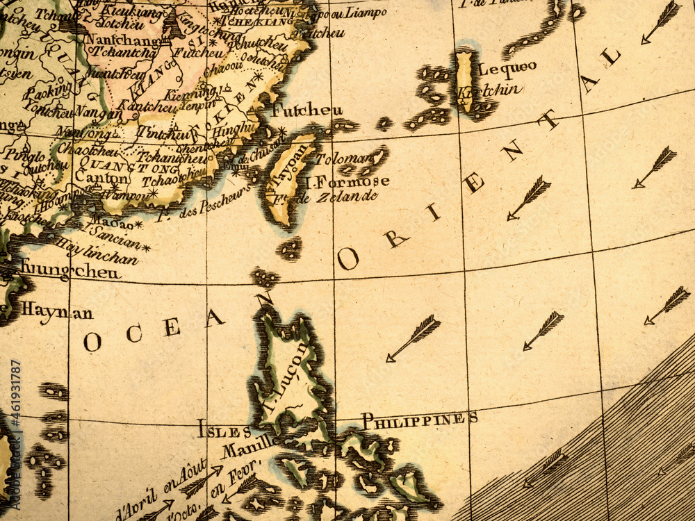 アンティークの古地図　フィリピンと南シナ海
