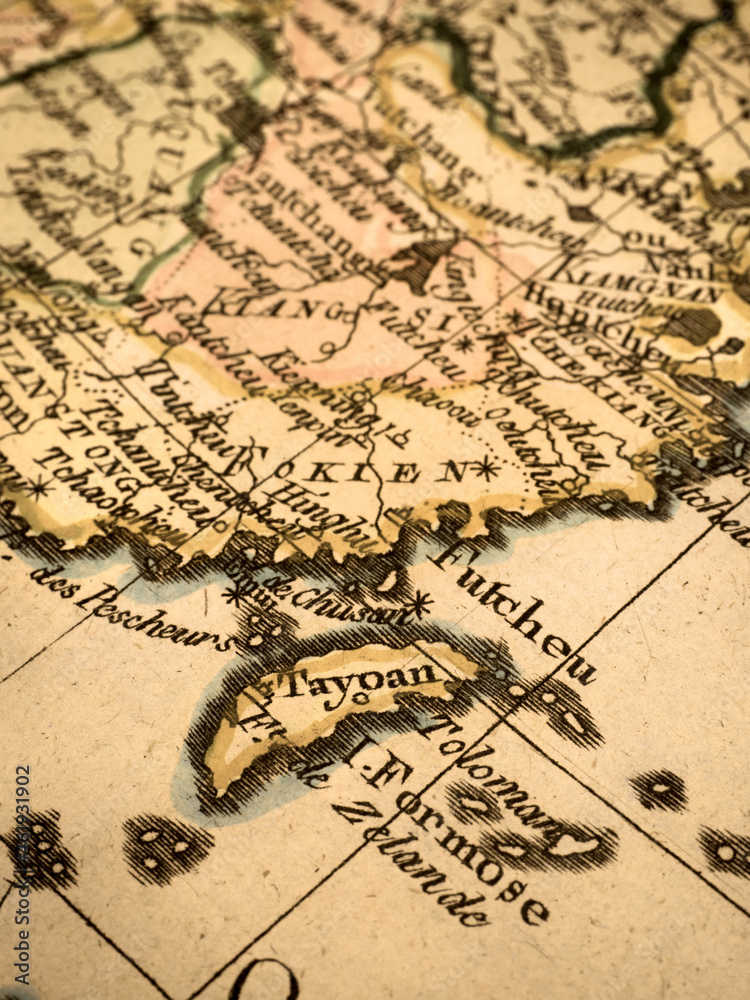 Obraz premium アンティークの世界地図 台湾