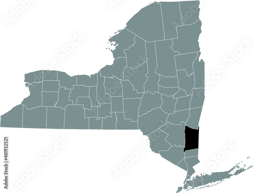 Black highlighted location map of the Dutchess County inside gray map of the Federal State of New York, USA
