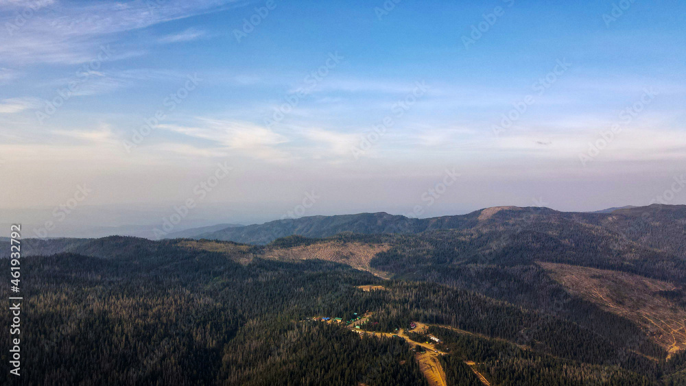 Mountain range, aerial, evening, sun rays, clouds, cliffs